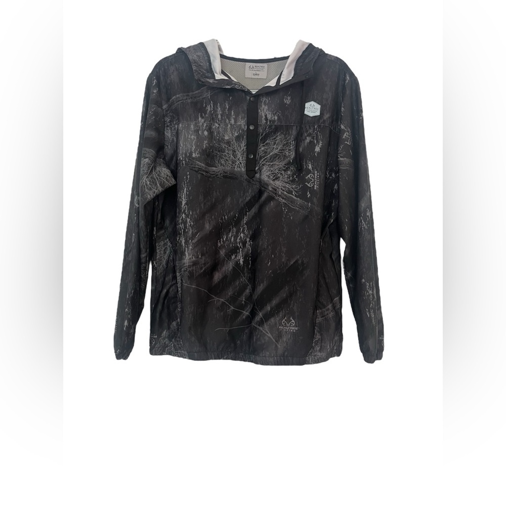 Realtree Fishing Pullover Hoodie Jacket in Black and Gray, Women's - Size L
